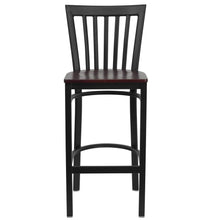 Load image into Gallery viewer, Black School House Back Metal Restaurant Barstool - Mahogany Wood Seat