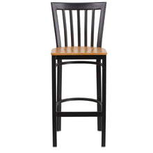 Load image into Gallery viewer, Black School House Back Metal Restaurant Barstool - Natural Wood Seat