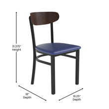 Load image into Gallery viewer, Dining Chair, Wooden Boomerang Back, and Blue Vinyl Seat