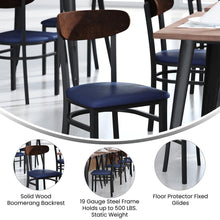 Load image into Gallery viewer, Dining Chair, Wooden Boomerang Back, and Blue Vinyl Seat
