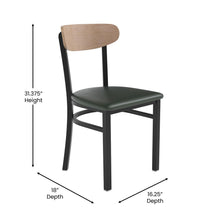 Load image into Gallery viewer, Dining Chair, Natural Birch Finish Wooden Boomerang Back, and Green Vinyl Seat
