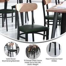 Load image into Gallery viewer, Dining Chair, Natural Birch Finish Wooden Boomerang Back, and Green Vinyl Seat