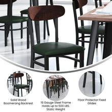 Load image into Gallery viewer, Dining Chair, Wooden Boomerang Back, and Green Vinyl Seat