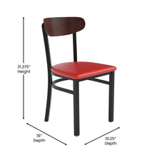 Load image into Gallery viewer, Dining Chair, Wooden Boomerang Back, and Red Vinyl Seat