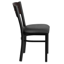 Load image into Gallery viewer, Black 3 Circle Back Metal Restaurant Chair - Walnut Wood Back, Black Vinyl Seat