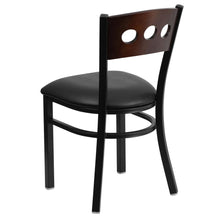 Load image into Gallery viewer, Black 3 Circle Back Metal Restaurant Chair - Walnut Wood Back, Black Vinyl Seat