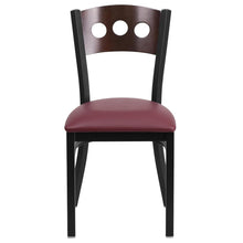 Load image into Gallery viewer, Black 3 Circle Back Metal Restaurant Chair - Walnut Wood Back