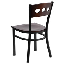 Load image into Gallery viewer, Black 3 Circle Back Metal Restaurant Chair - Walnut Wood Back & Seat
