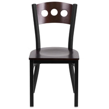 Load image into Gallery viewer, Black 3 Circle Back Metal Restaurant Chair - Walnut Wood Back & Seat