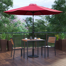 Load image into Gallery viewer, 5 Piece Patio Set - 2 Stacking Chairs, 35" Table, Red Umbrella, Base