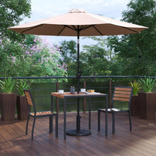 Load image into Gallery viewer, 5 Piece Patio Set - 2 Stacking Chairs, 35" Table, Tan Umbrella, Base