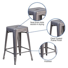 Load image into Gallery viewer, 24'' High Backless Clear Coated Metal Indoor Counter Height Stool with Seat