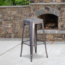 Load image into Gallery viewer, 30'' High Backless Clear Coated Metal Indoor Barstool with Square Seat