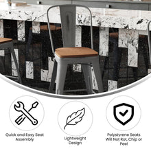 Load image into Gallery viewer, 24'' High Clear Coated Indoor Counter Height Stool and Teak Poly Resin Wood Seat