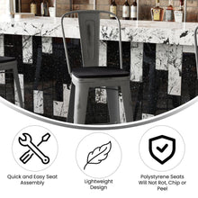 Load image into Gallery viewer, 30'' High Clear Coated Indoor Barstool with Back and Black Poly Resin Wood Seat