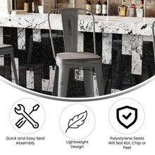 Load image into Gallery viewer, 30'' High Clear Coated Indoor Barstool with Back and Gray Poly Resin Wood Seat