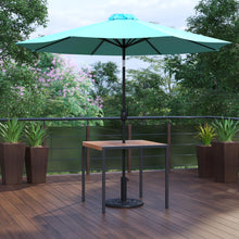 Load image into Gallery viewer, 3 Piece Patio Table Set - 35" Patio Table with Teal Umbrella and Base