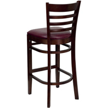 Load image into Gallery viewer, Ladder Back Mahogany Wood Restaurant Barstool - Burgundy Vinyl Seat