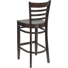 Load image into Gallery viewer, Ladder Back Walnut Wood Restaurant Barstool