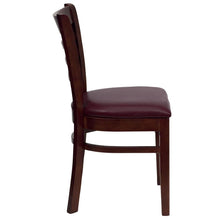 Load image into Gallery viewer, Ladder Back Mahogany Wood Restaurant Chair - Burgundy Vinyl Seat
