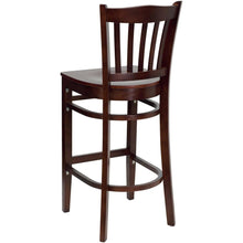 Load image into Gallery viewer, Vertical Slat Back Mahogany Wood Restaurant Barstool