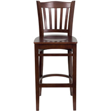 Load image into Gallery viewer, Vertical Slat Back Mahogany Wood Restaurant Barstool