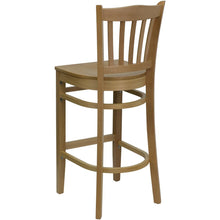 Load image into Gallery viewer, Vertical Slat Back Natural Wood Restaurant Barstool