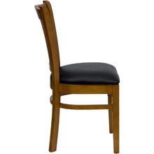 Load image into Gallery viewer, Vertical Slat Back Cherry Wood Restaurant Chair - Black Vinyl Seat