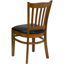 Load image into Gallery viewer, Vertical Slat Back Cherry Wood Restaurant Chair - Black Vinyl Seat