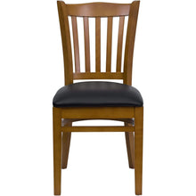 Load image into Gallery viewer, Vertical Slat Back Cherry Wood Restaurant Chair - Black Vinyl Seat