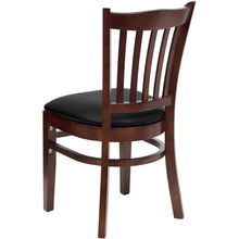 Load image into Gallery viewer, Vertical Slat Back Mahogany Wood Restaurant Chair - Black Vinyl Seat
