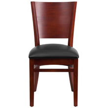 Load image into Gallery viewer, Solid Back Mahogany Wood Restaurant Chair - Black Vinyl Seat
