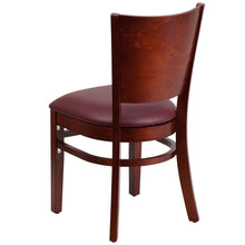 Load image into Gallery viewer, Solid Back Mahogany Wood Restaurant Chair - Burgundy Vinyl Seat