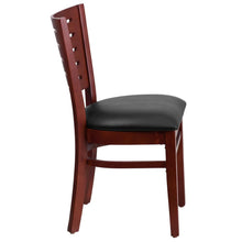 Load image into Gallery viewer, Slat Back Mahogany Wood Restaurant Chair - Black Vinyl Seat