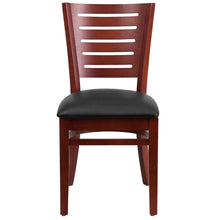 Load image into Gallery viewer, Slat Back Mahogany Wood Restaurant Chair - Black Vinyl Seat