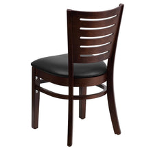 Load image into Gallery viewer, Slat Back Walnut Wood Restaurant Chair - Black Vinyl Seat