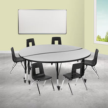 Load image into Gallery viewer, Mobile 60" Table Set with 14" Student Stack Chairs, Grey/Black