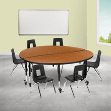Load image into Gallery viewer, Mobile 60" Table Set with 14" Student Stack Chairs, Oak/Black