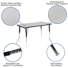 Load image into Gallery viewer, 76" Oval Wave Activity Table Set with 16" Student Stack Chairs, Grey/Black