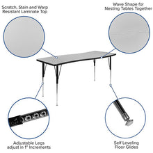 Load image into Gallery viewer, 86" Oval Wave Activity Table Set with 16" Student Stack Chairs, Grey/Black