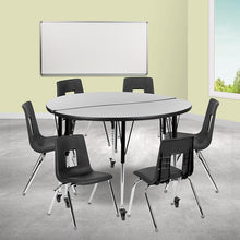 Load image into Gallery viewer, Mobile 47.5" Table Set with 16" Student Stack Chairs, Grey/Black