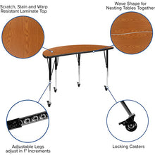 Load image into Gallery viewer, Mobile 47.5" Table Set with 16" Student Stack Chairs, Oak/Black