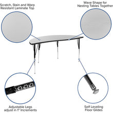 Load image into Gallery viewer, 60" Circle Wave Activity Table Set with 16" Student Stack Chairs, Grey/Black