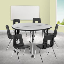 Load image into Gallery viewer, Mobile 47.5" Table Set with 18" Student Stack Chairs, Grey/Black