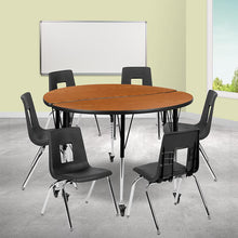 Load image into Gallery viewer, Mobile 47.5" Table Set with 18" Student Stack Chairs, Oak/Black
