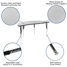 Load image into Gallery viewer, 60" Circle Wave Activity Table Set with 18" Student Stack Chairs, Grey/Black