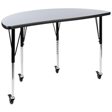 Load image into Gallery viewer, 3 Piece Mobile 76" Wave Oak Thermal Activity Table Set-Standard Height Legs