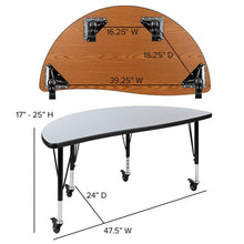 Load image into Gallery viewer, 3 Piece Mobile 76" Wave Oak Thermal Activity Table Set - Height Short Legs