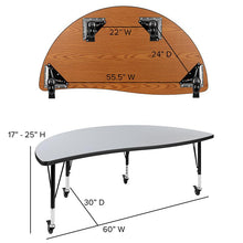 Load image into Gallery viewer, 3 Piece Mobile 86" Wave Oak Thermal Activity Table Set - Height Short Legs