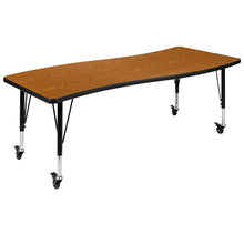 Load image into Gallery viewer, 2 Piece Mobile 47.5" Circle Wave Grey Thermal Adjustable Activity Table Set